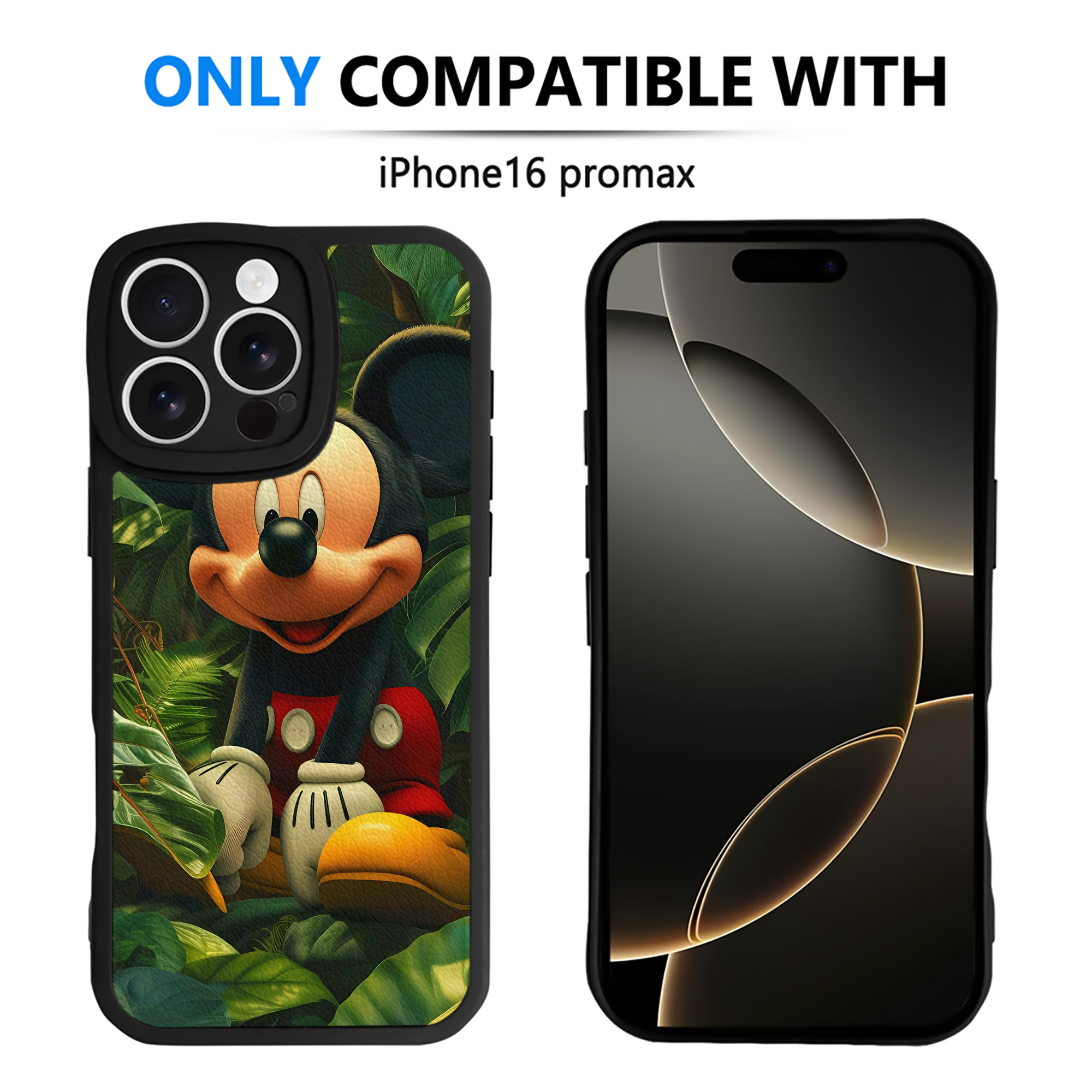 （画像用） ミッキーマウス Mickey Mouse 【iPhone 16シリーズ対応】シリコンスマホケース（レザー調） 材質：シリコン